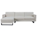 Berenice 100" Sectional Sofa with Chaise Longue - 3 Seater Reversible Armrests - Cream White Linen Fabric - Metal and Wood Frame - CAB1456