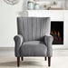 Jorda Accent Chair - Dark Gray Velvet - Solid Wood Frame - Dark Brown Legs - CAB1460