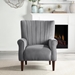 Jorda Accent Chair - Dark Gray Velvet - Solid Wood Frame - Dark Brown Legs - CAB1460