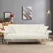 Luminaria 70" Futon Sofa Bed - Beige Velvet - Light Brown Wood Frame - CAB1461