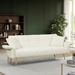 Luminaria 70" Futon Sofa Bed - Beige Velvet - Light Brown Wood Frame - CAB1461