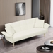 Luminaria 70" Futon Sofa Bed - Beige Velvet - Light Brown Wood Frame - CAB1461