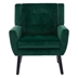 Village Green Accent Chair - Modern Ergonomics - Retro Green Velvet - Black Legs