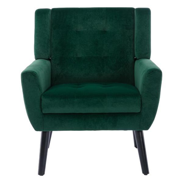 Village Green Accent Chair - Modern Ergonomics - Retro Green Velvet - Black Legs 