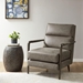 Calypso Faux Leather Channel Accent Armchair - Brown - Coffee Finish Frame - CAB1478