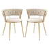 Aurumora Dining Chair - Ivory Velvet Upholstery - Golden Metal Legs - Set of 2