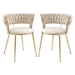 Aurumora Dining Chair - Ivory Velvet Upholstery - Golden Metal Legs - Set of 2 - CAB1484