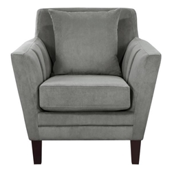 Nordlys Accent Chair - Gray Velvet Upholstery - Solid Wood Frame - Dark Brown Finish Legs 