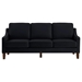 Willowbrook 74" Modern 3 Seater Sofa with Scooped Armrest - Black Velvet Fabric - Espresso Wood Legs - CAB1487