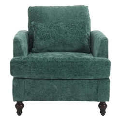 Bouquet Accent Chair - Emerald Chenille - Brown Rubberwood Legs 