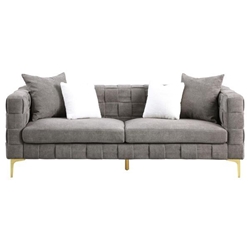 Veloce 85" Sofa - Grey Snowflake Velvet Fabric - Eucalyptus Wood Frame 