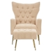 Jardinique Accent Chair with Ottoman - Cream Teddy Fabric - Iron Legs - CAB1499