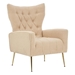 Jardinique Accent Chair with Ottoman - Cream Teddy Fabric - Iron Legs - CAB1499