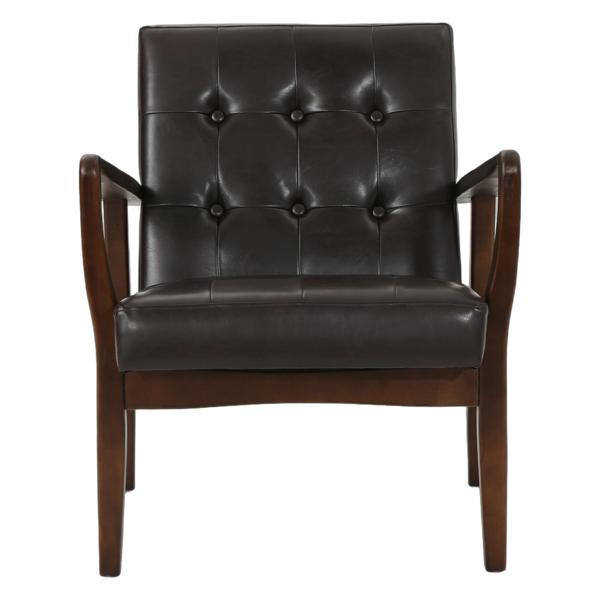 Sorrento Accent Chair - Brown Polyurethane - Birch Wood Frame and Legs 