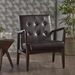 Sorrento Accent Chair - Brown Polyurethane - Birch Wood Frame and Legs - CAB1512