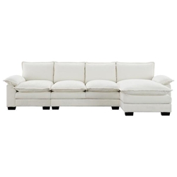 Covington 118" L-Shaped Chenille Sectional Sofa - Double Seat Cushions - 5 Seater - Beige 