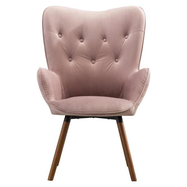 Manoir Accent Chair - Mauve Silky Velvet - Light Brown Solid Wood Legs 