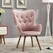 Manoir Accent Chair - Mauve Silky Velvet - Light Brown Solid Wood Legs - CAB1517