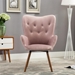 Manoir Accent Chair - Mauve Silky Velvet - Light Brown Solid Wood Legs - CAB1517