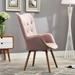 Manoir Accent Chair - Mauve Silky Velvet - Light Brown Solid Wood Legs - CAB1517