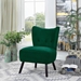 Renaissance Accent Chair - Green Velvet - Solid Wood Frame - Brown Finish Legs - CAB1518