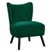 Renaissance Accent Chair - Green Velvet - Solid Wood Frame - Brown Finish Legs - CAB1518