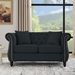 Braemar 58" Chesterfield Loveseat - Black Velvet - Solid Wood Frame - CAB1521