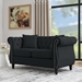 Braemar 58" Chesterfield Loveseat - Black Velvet - Solid Wood Frame - CAB1521