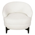 Cachet Club Chair - White Boucle Fabric - Wooden Cross-Base Frame