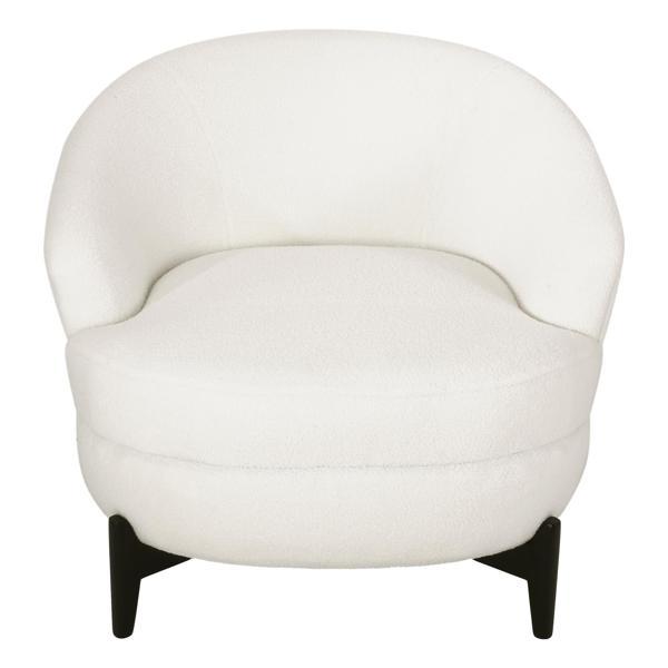 Cachet Club Chair - White Boucle Fabric - Wooden Cross-Base Frame 