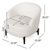 Cachet Club Chair - White Boucle Fabric - Wooden Cross-Base Frame - CAB1524