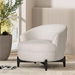 Cachet Club Chair - White Boucle Fabric - Wooden Cross-Base Frame - CAB1524