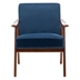 Langston Accent Chair - Mid-Century Modern - Blue Velvet - Solid Wood Frame