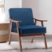 Langston Accent Chair - Mid-Century Modern - Blue Velvet - Solid Wood Frame - CAB1525