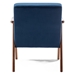 Langston Accent Chair - Mid-Century Modern - Blue Velvet - Solid Wood Frame - CAB1525