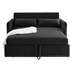 Solarix Sleeper Sofa Bed with USB Port - 3-in-1 Adjustable - 2 Lumbar Pillows and Side Pocket - Soft Black Velvet