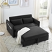 Solarix Sleeper Sofa Bed with USB Port - 3-in-1 Adjustable - 2 Lumbar Pillows and Side Pocket - Soft Black Velvet - CAB1534