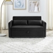 Solarix Sleeper Sofa Bed with USB Port - 3-in-1 Adjustable - 2 Lumbar Pillows and Side Pocket - Soft Black Velvet - CAB1534