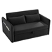 Solarix Sleeper Sofa Bed with USB Port - 3-in-1 Adjustable - 2 Lumbar Pillows and Side Pocket - Soft Black Velvet - CAB1534