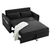 Solarix Sleeper Sofa Bed with USB Port - 3-in-1 Adjustable - 2 Lumbar Pillows and Side Pocket - Soft Black Velvet - CAB1534