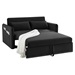 Solarix Sleeper Sofa Bed with USB Port - 3-in-1 Adjustable - 2 Lumbar Pillows and Side Pocket - Soft Black Velvet - CAB1534