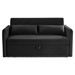 Solarix Sleeper Sofa Bed with USB Port - 3-in-1 Adjustable - 2 Lumbar Pillows and Side Pocket - Soft Black Velvet - CAB1534