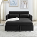 Solarix Sleeper Sofa Bed with USB Port - 3-in-1 Adjustable - 2 Lumbar Pillows and Side Pocket - Soft Black Velvet - CAB1534