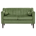 Briarson Mid Century Modern Chesterfield Loveseat - Green Velvet Fabric - Wooden Frame and Wood Legs