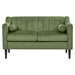 Briarson Mid Century Modern Chesterfield Loveseat - Green Velvet Fabric - Wooden Frame and Wood Legs - CAB1546