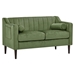 Briarson Mid Century Modern Chesterfield Loveseat - Green Velvet Fabric - Wooden Frame and Wood Legs - CAB1546