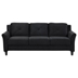 Aximo 74" Sofa - Antique Black Fabric - Brown Rubberwood Frame