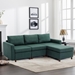 Davenport 86" Sectional Sofa with 1 Ottoman - Green Linen Fabric - Rubberwood Frame - CAB1555