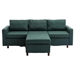 Davenport 86" Sectional Sofa with 1 Ottoman - Green Linen Fabric - Rubberwood Frame - CAB1555