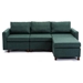 Davenport 86" Sectional Sofa with 1 Ottoman - Green Linen Fabric - Rubberwood Frame - CAB1555